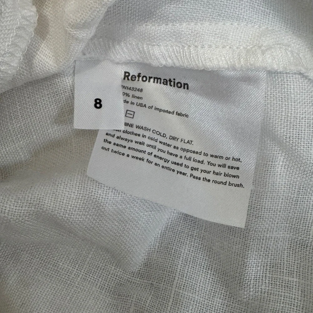 Reformation Linen Crop Top Milkmaid Peasant 4 White Puff Sleeve Boho Cottagecore